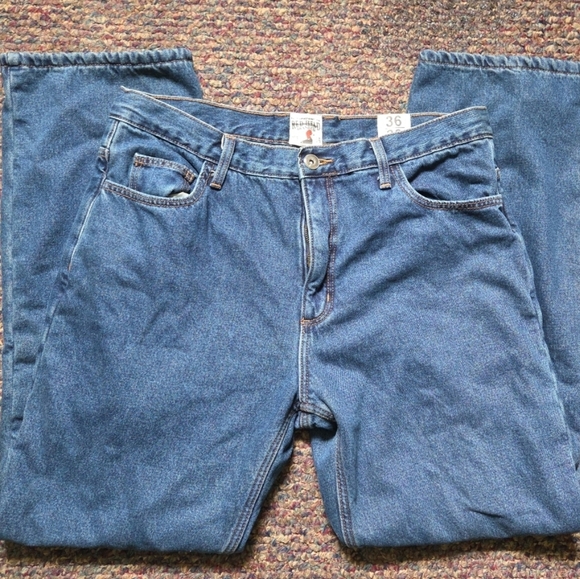 New RedHead Jeans Mens 36x30 Relaxed Fit Fleece Lined Blue Cotton Denim NWT - Picture 1 of 7